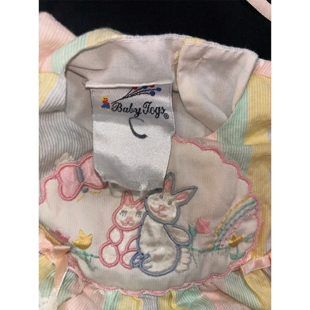 Baby Togs Vintage Bunny Bubble Romper & Bonnet Set Girls 3-6 M Easter vintage